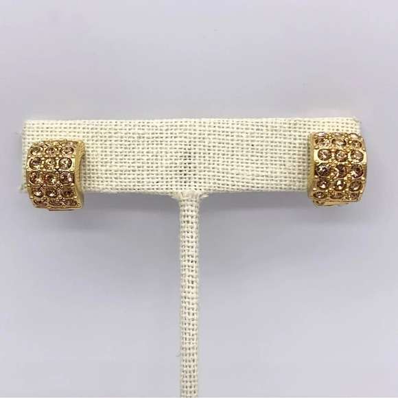 Swarovski Crystal Gold Clip Earrings - Picture 1 of 7